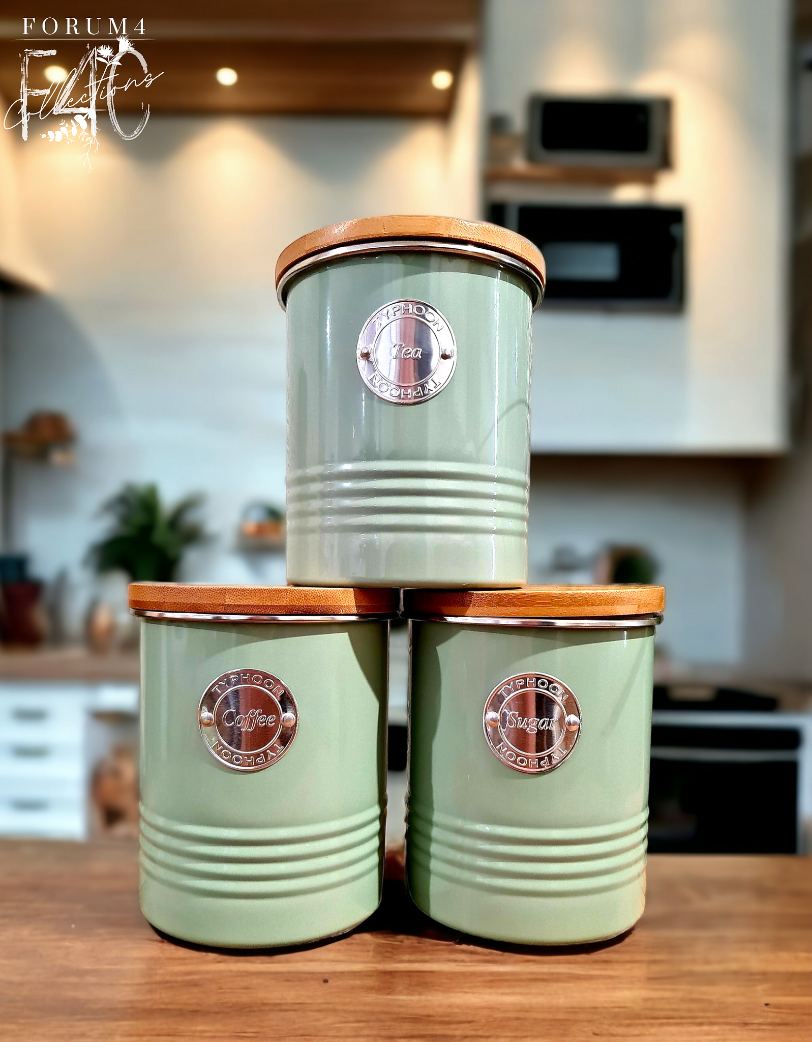 Typhoon Living Sage Green Tea Coffee Sugar Canisters CANISTER SET