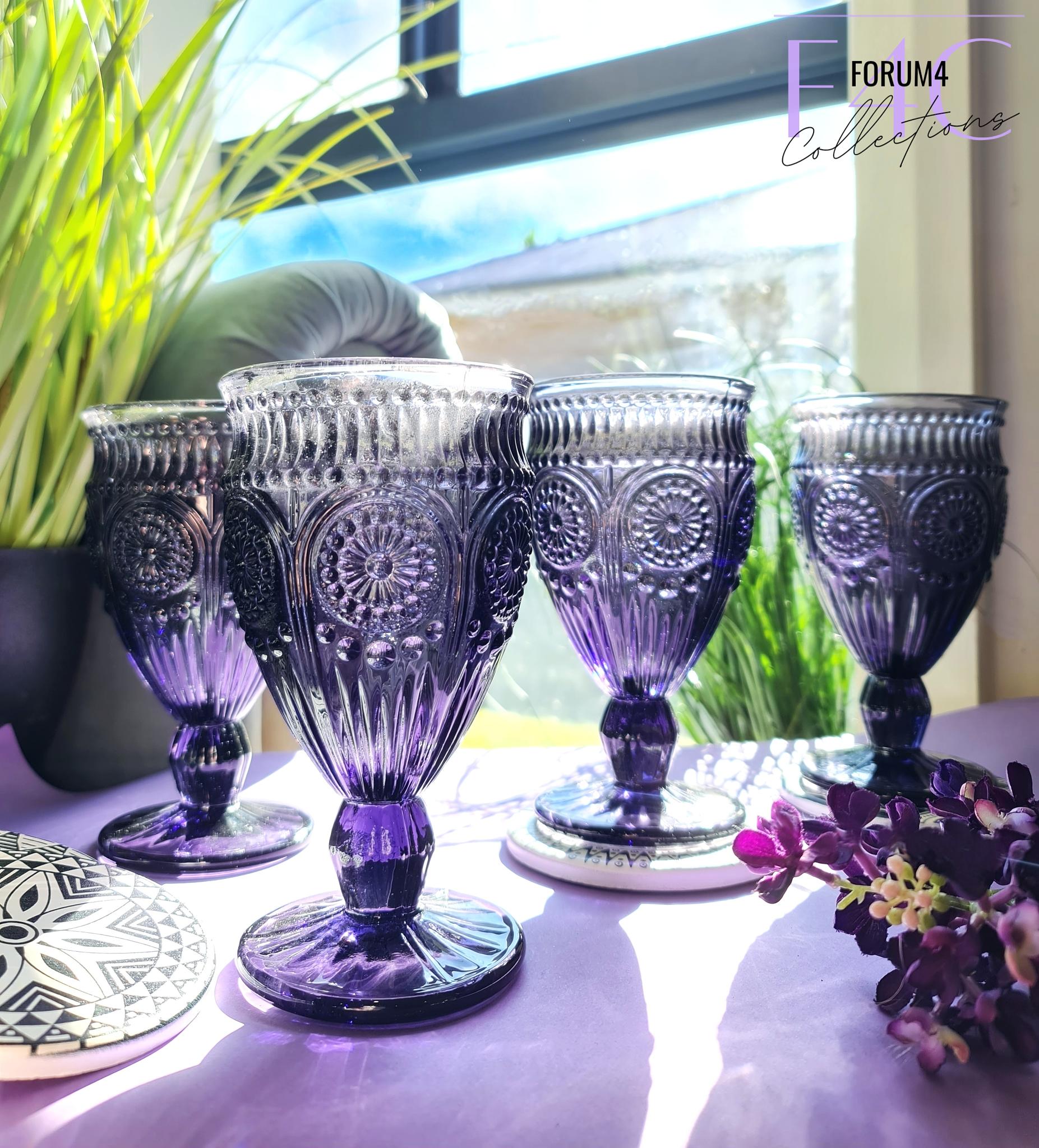 4PC VINTAGE LILAC PURPLE WINE GLASS SET – Forum4 Collections