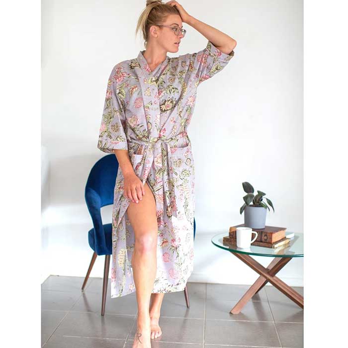 Cotton Dressing Summer Kimono Dressing Gown Cotton Kimono Bathrobe