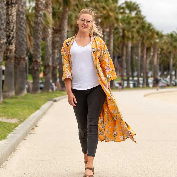 Yellow kimono cardigan on sale