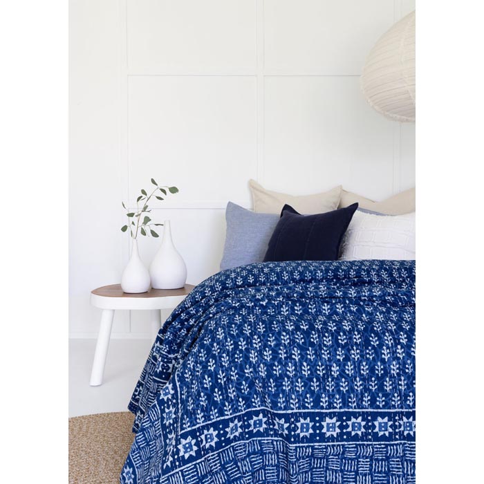 Kantha Quilt Indian Quilt Block Print Quilt Bedspread Bohemian