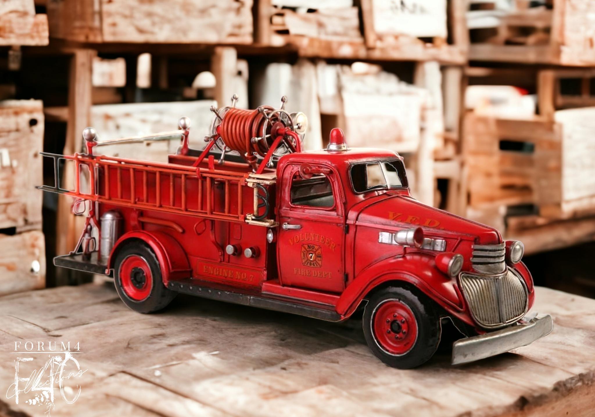 Antique metal fire truck on sale