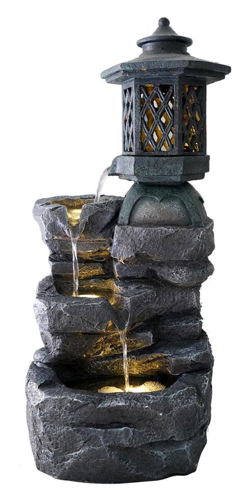 COURTYARD PAGODA LANTERN WATER FOUNTAIN FEATURE