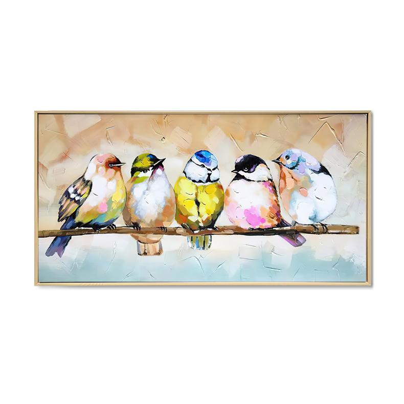 BIRD FRIENDS FOR LIFE PAINT ON CANVAS FRAMED WALL DECOR