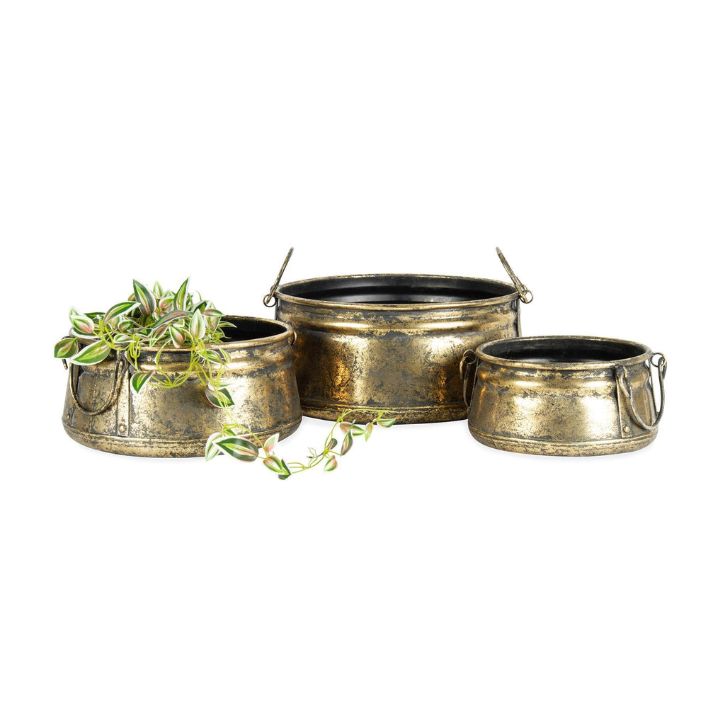 GOLD LUSTRE VINTAGE 3PC POTS / BUCKETS