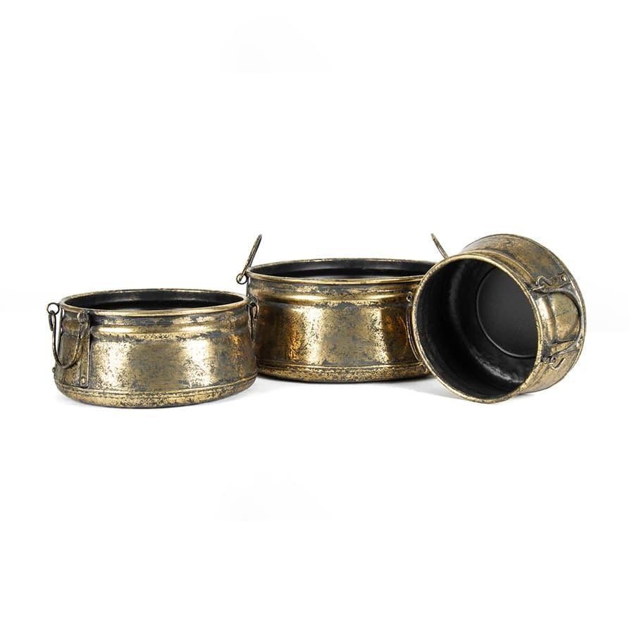 GOLD LUSTRE VINTAGE 3PC POTS / BUCKETS