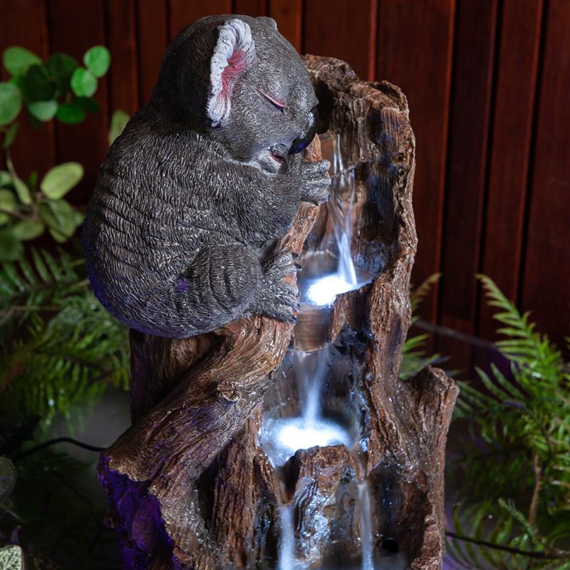 KOALA ON TREE TRUNK WATER FOUNTAIN FEATURE