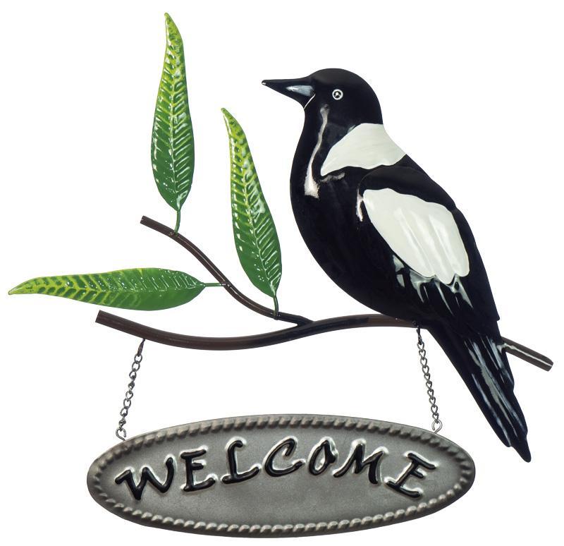 SINGLE MAGPIE WELCOME SIGN WALL DECOR