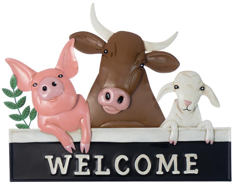 FARMYARD ANIMALS WELCOME SIGN WALL DECOR