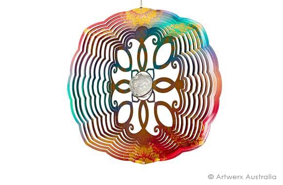 RAINBOW MULTI FILIGREE - COLOURED - STAINLESS STEEL WIND WHIRL SPINNER