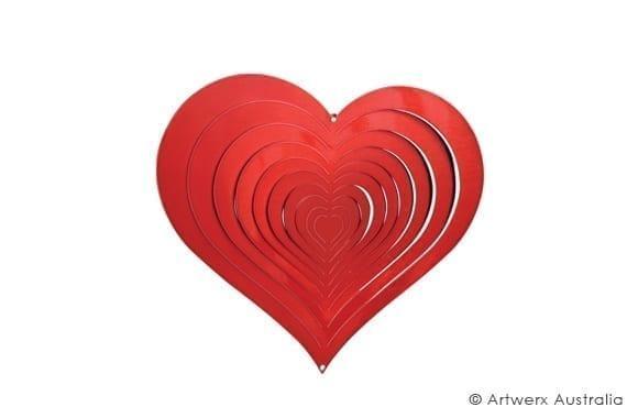 RED SWEET HEART - COLOURED - STAINLESS STEEL WIND WHIRL SPINNER