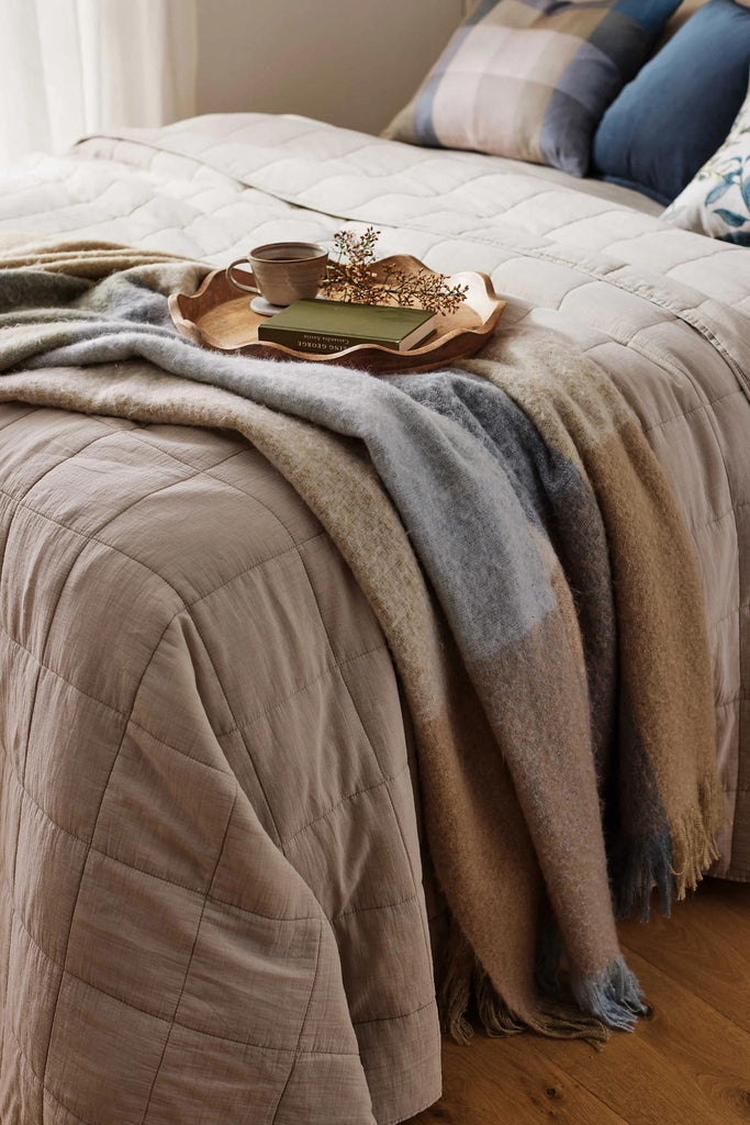 SYDNEY BRUSHED CHECK THROW - BLUE / GREEN / NEUTRALS