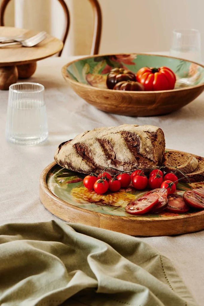 MOAMA MULTI FLORALS MANGOWOOD ROUND PLATTER