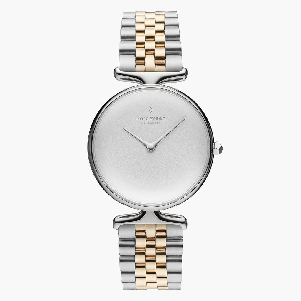 Nordgreen Chronograph Watches Nordgreen Unika 32mm Silver Golf 5 Link Strap Watch Nordgreen Unika 32mm Silver Golf 5 Link Strap Watch Brand