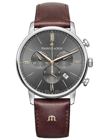 Maurice Lacroix Watch Maurice Lacroix ELIROS Chronograph Watch 40mm Brown Strap Marurice Lacroix ELIROS Chronograph Watch 40mm Brown Strap Free Shipping Brand
