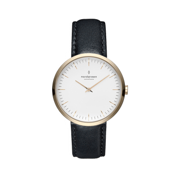 Nordgreen Watch Nordgreen Infinity 32mm Black Leather Strap Women's Dress Watch Brand