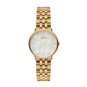 Nordgreen Watch Nordgreen Native 28mm Women's Gold 5 Link Bracelet Mother of Pearl Watch Brand