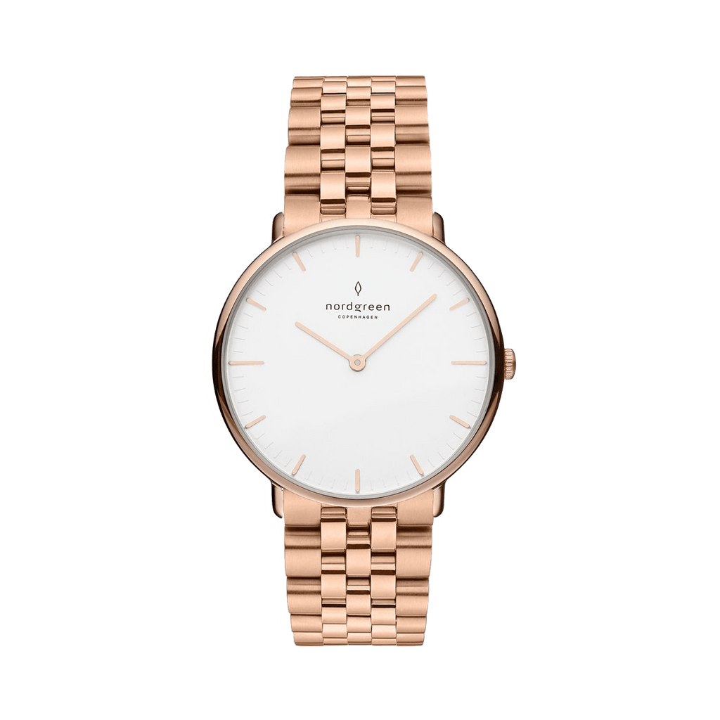 Nordgreen Watch Nordgreen Women's Native 5-Link Bracelet 32mm Women's Rose Gold Dress Watch Brand