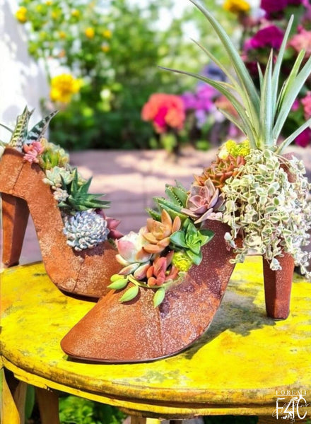 high heel succulent planter RUSTY HIGH HEEL SHOE PLANTER – Forum4 Collections